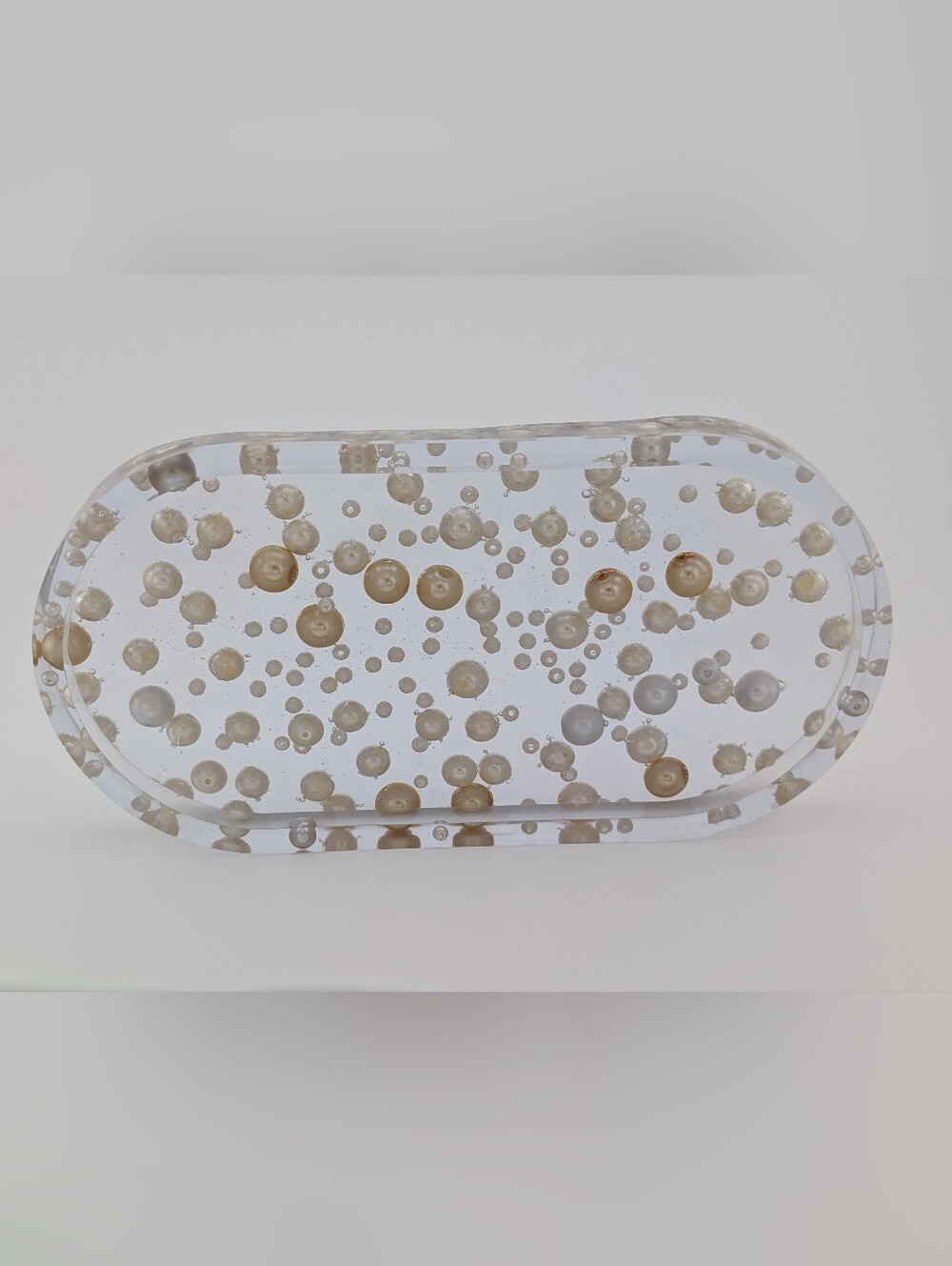 NWT Handmade Floating Pearl Jewelry Trinket Tray Vintage Upcycled Decor Gift
